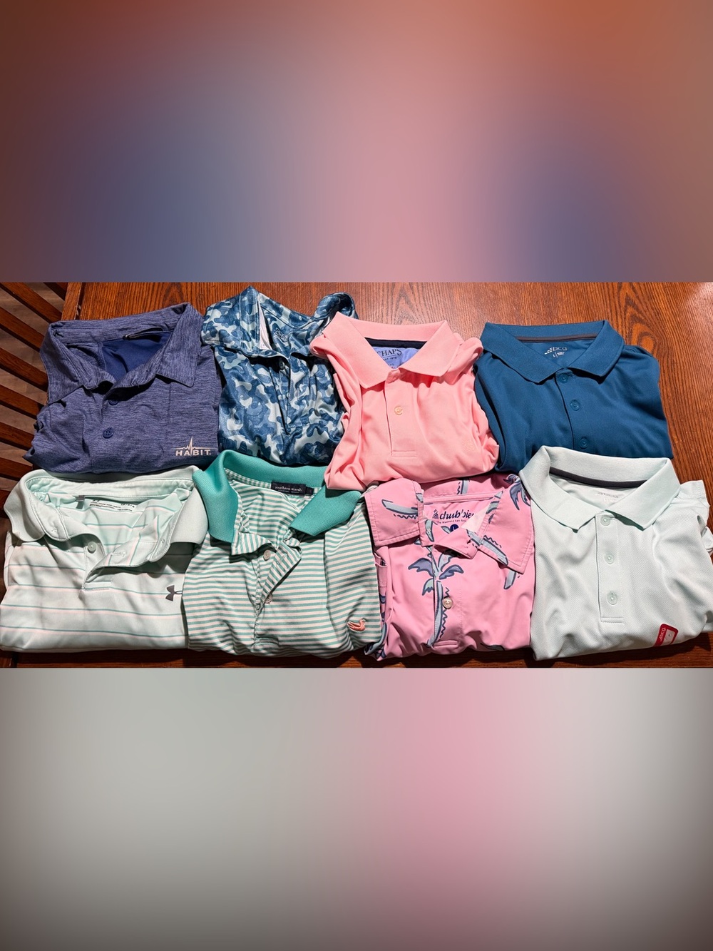 Bundle ** 8 men’s polo shirts - performance style — size Large